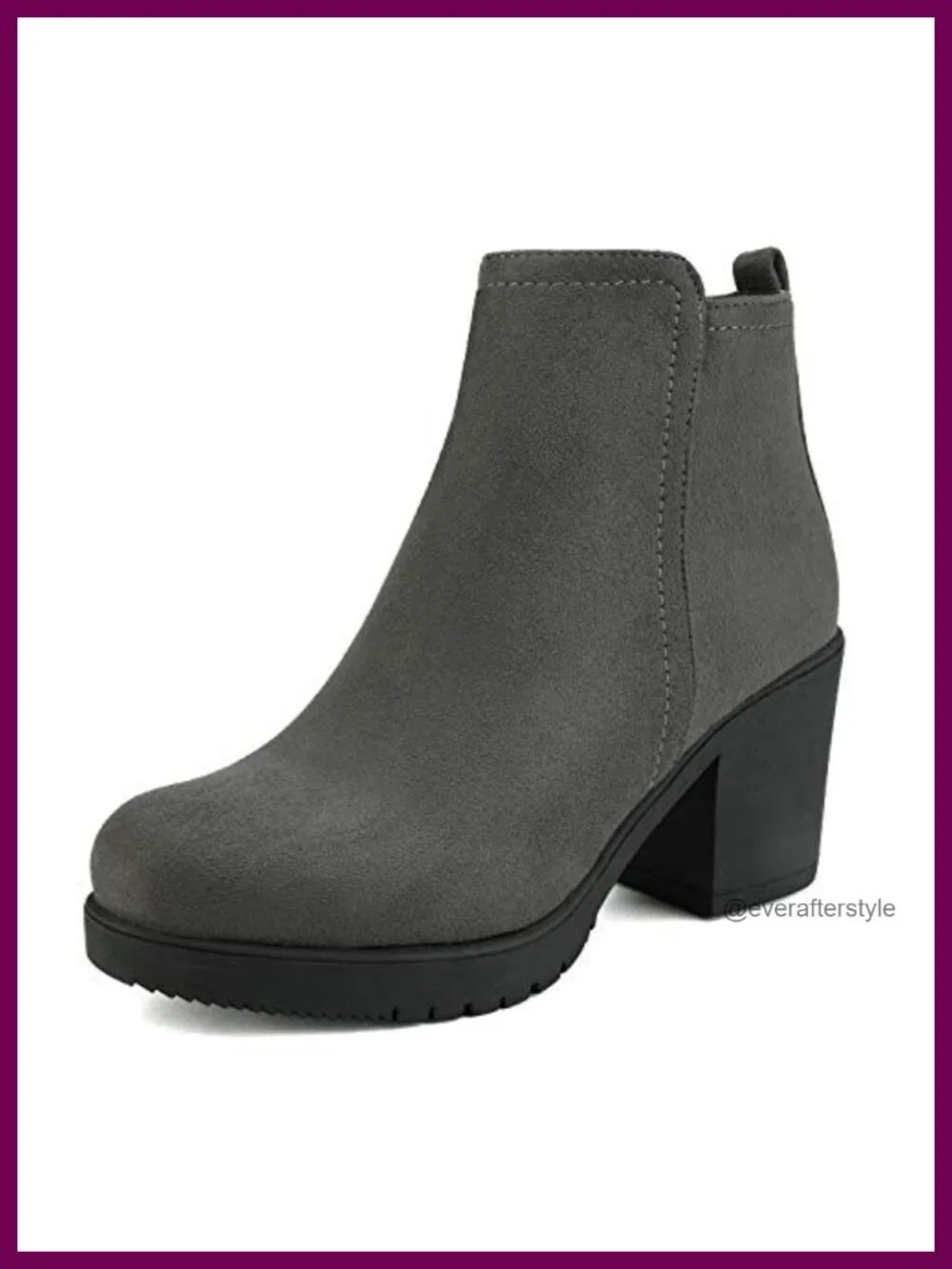 Women's Ankle Boots Chunky Heel Platform Short Booties with Zip